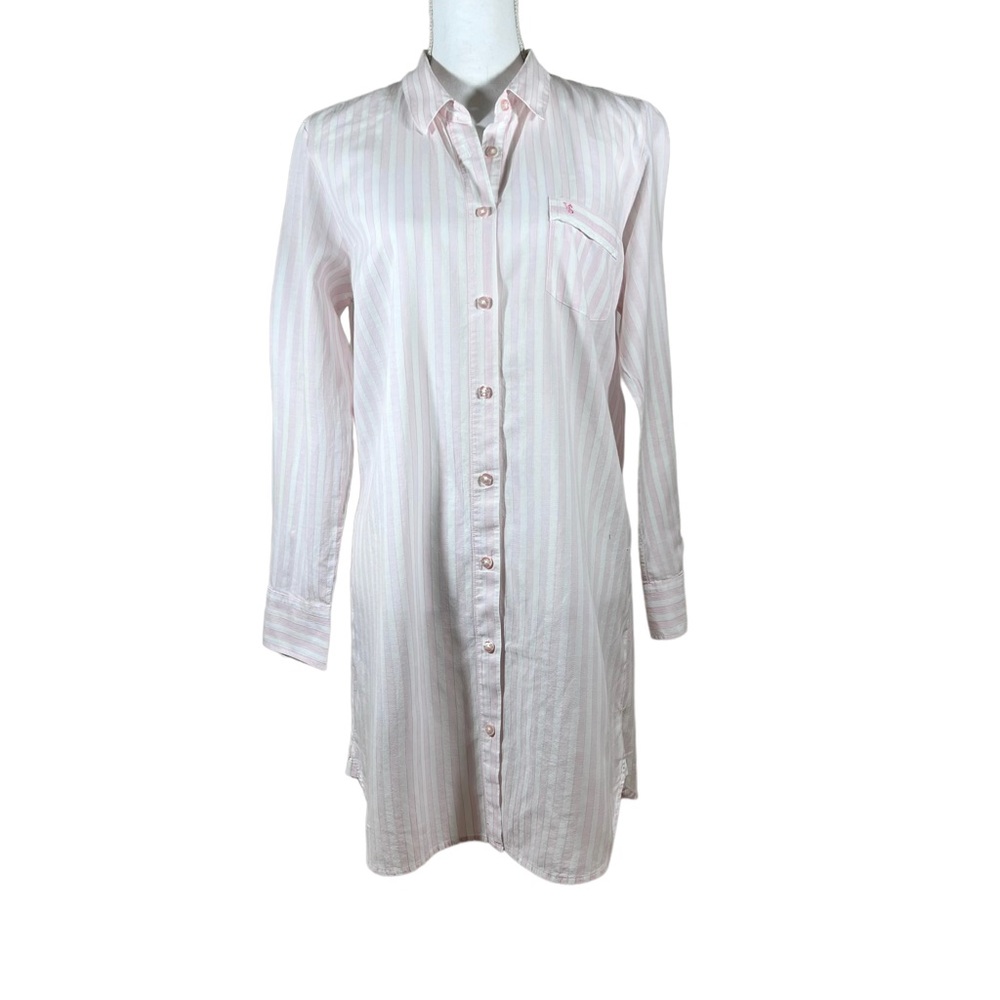 Victoria’s Secret Pink White Stripe Night Shirt M